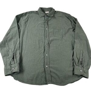 OOBE Brand Men XL Olive Green Long Sleeve Button Down Shirt Flannel Style Cotton